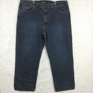 Axist Mens Jeans Straight Leg Blue Denim Dark Wash Relaxed Fit 46x32